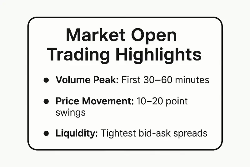 Infographic showing key data about Trade During Market Opens: Leverage Maximum Volatility and Volume