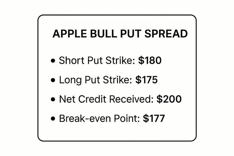 Infographic showing key data about Tech Stock Bull Put Spread on Apple (AAPL)