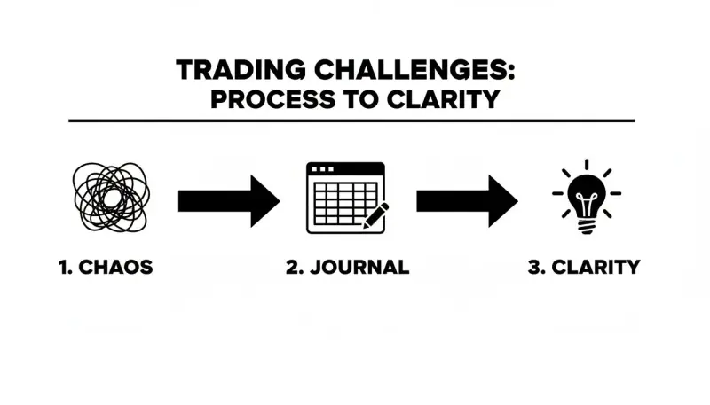 Diagram illustrating the journey from trading chaos to clarity through journaling.